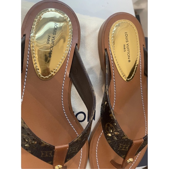 BRAND NEW LOUIS VUITTON sunny flat thong sandal Sz 37 6.5 US flip flops leather - Picture 4 of 8
